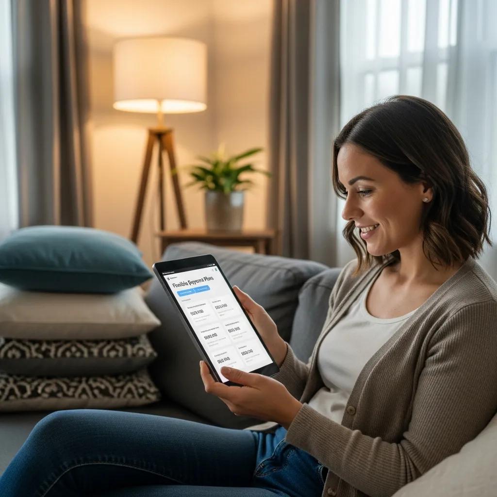 Your Guide to Affordable HVAC Financing 2 Homeowner reviewing flexible HVAC payment plans on a tablet